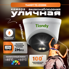 IP видеокамера купольная с ИК подсветкой и микрофоном Tiandy TC-C320N Spec:I3/E/Y/2.8mm